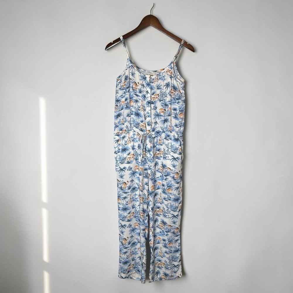 Faherty Leila Tropical Palm Print Jumpsuit Resort Wear Cruise Havana Bungalow S